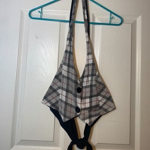 Plaid Halter Top Vest